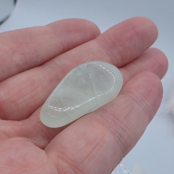 Prehnite White Crystal Tumble Stone - Picture 4 of 5